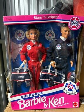 Mattel Barbie & Ken Air Force Set - Red, Navy, White